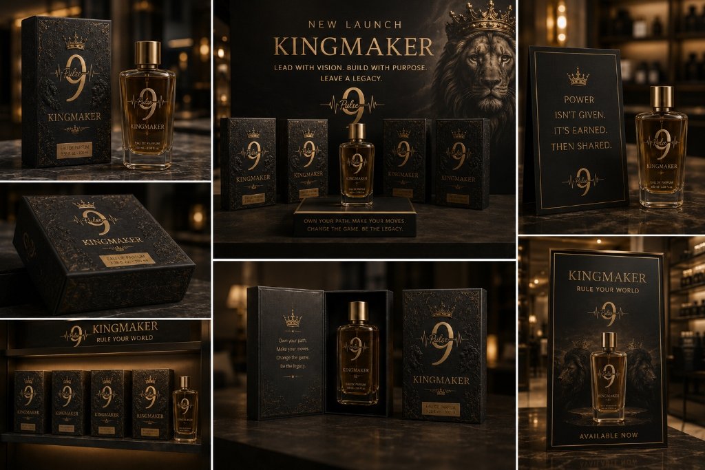 Pulse 9 Kingmaker Eau de Parfum luxury bottle and packaging showcase